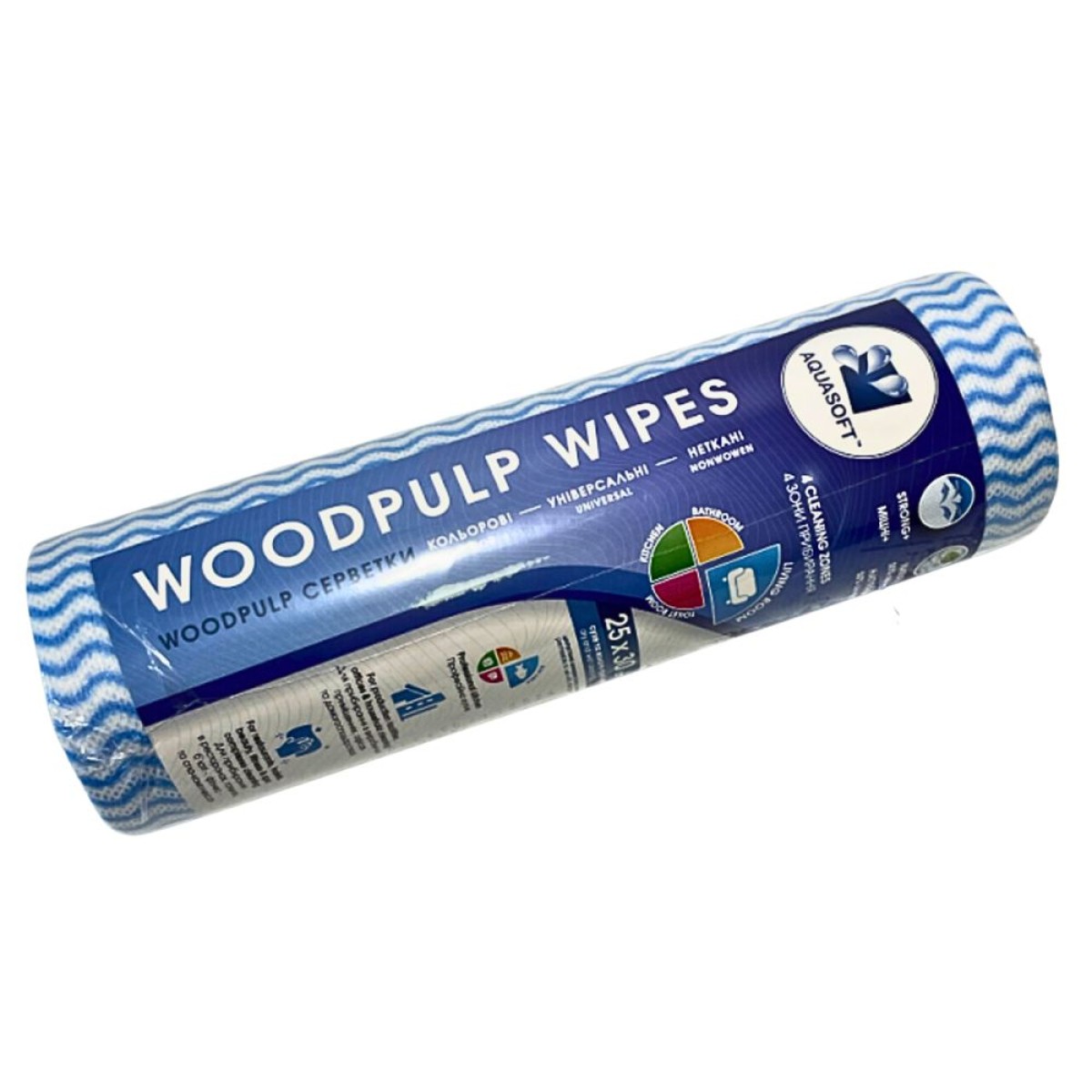 Серветки Aquasoft 25х30 (50 шт.) woodpulp сітка блакитна хвиля рулон